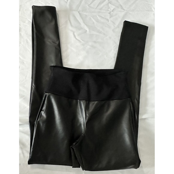 Assets Spanx Womens S 24X29 Leggings All Over Faux Leather Pull On Pencil Pants - Picture 2 of 4